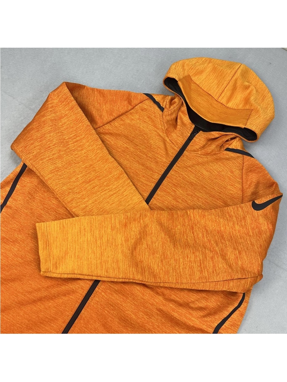 Nike Tech Hoodie Mens XL Orange Full Zip Fleece Training Jacket 932038-893
